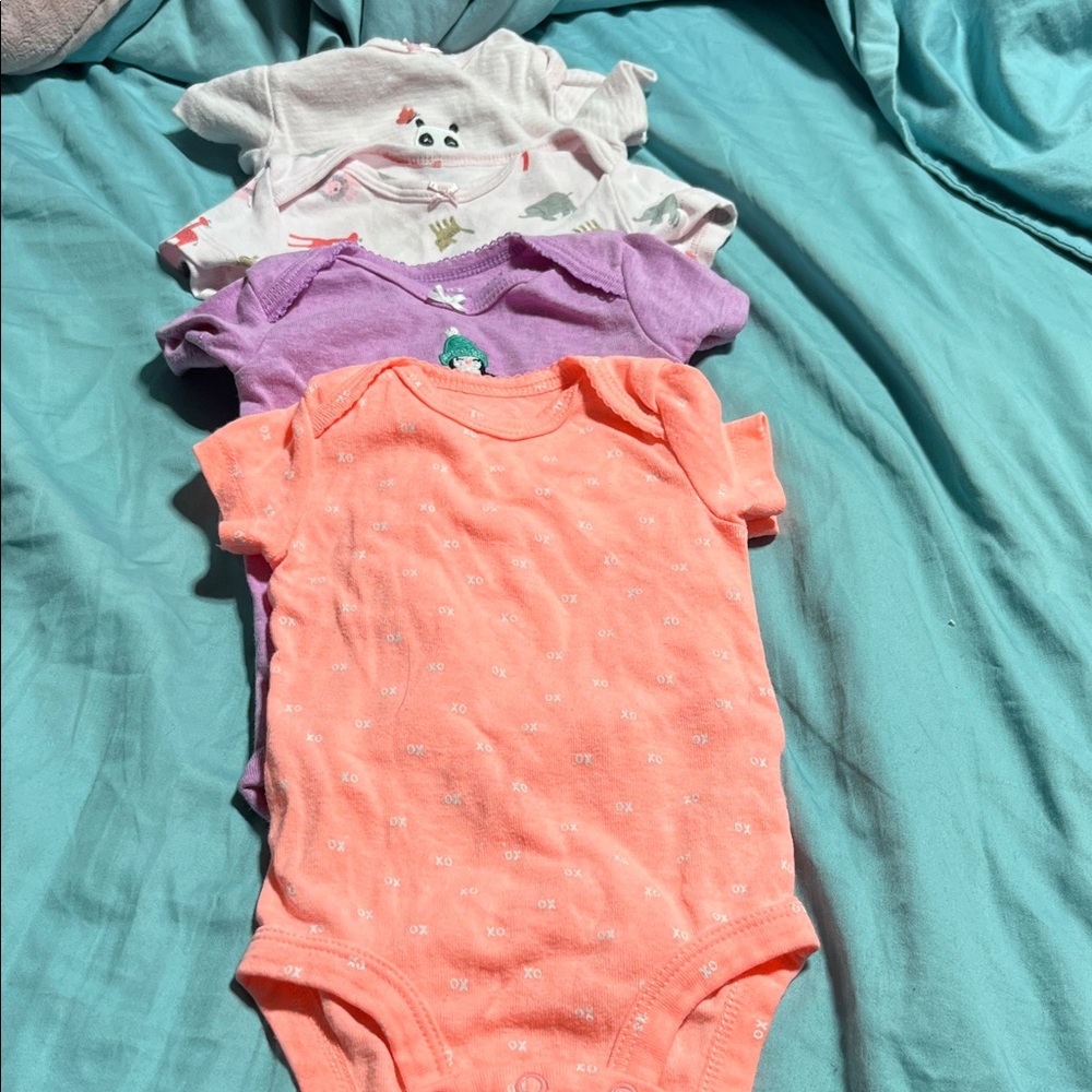 Carter's Pink, Purple, and Orange Baby Onesie Set